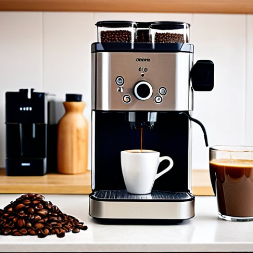 Home 6 **
> A slightly worn coffee machine being descaled in a bright, modern kitchen. Focus on the cleaning process with visible descaling solution and a cloth. Make sure there are coffee beans or a coffee mug present to emphasize coffee making.
**